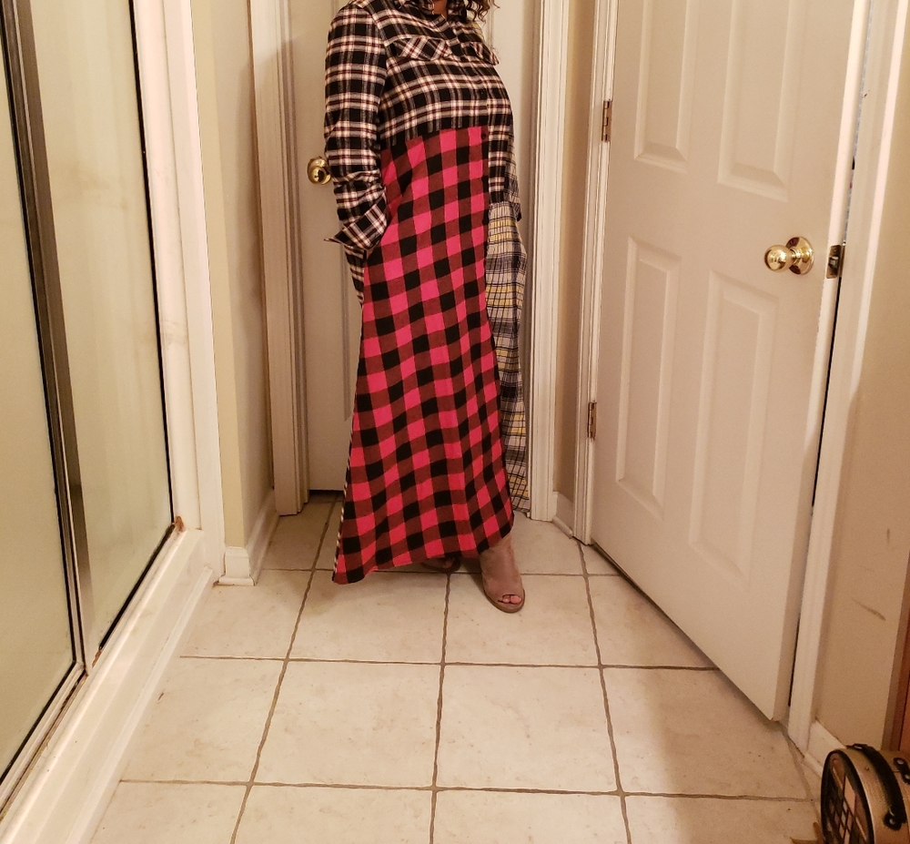 Plaid colorblock dress